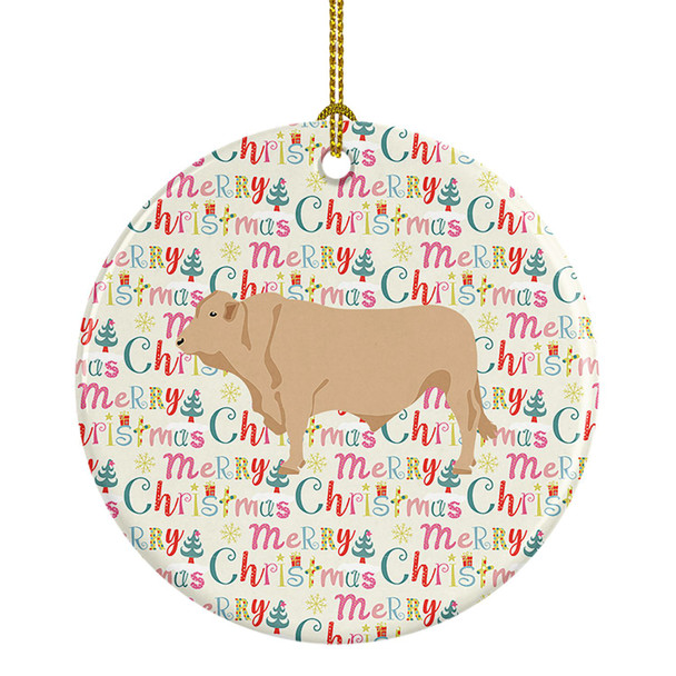 Charolais Cow Christmas Ceramic Ornament product image at NuMercy