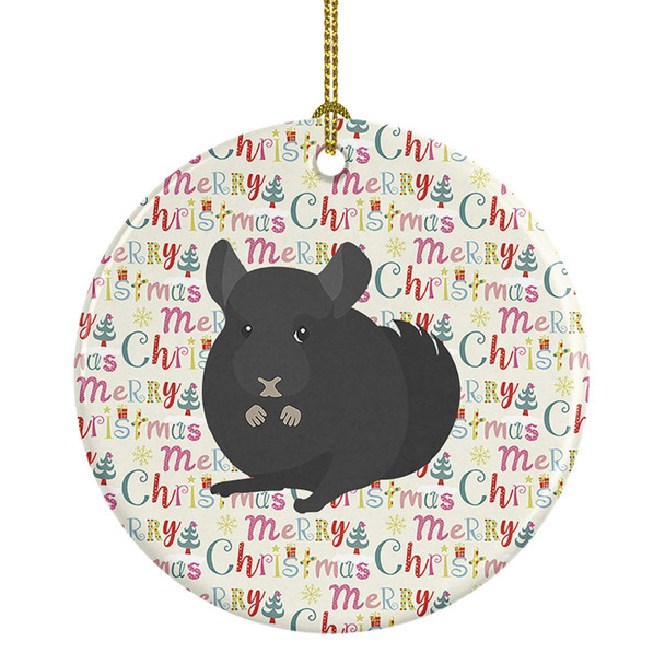 Charcoal Chinchilla Christmas Ceramic Ornament product image at NuMercy