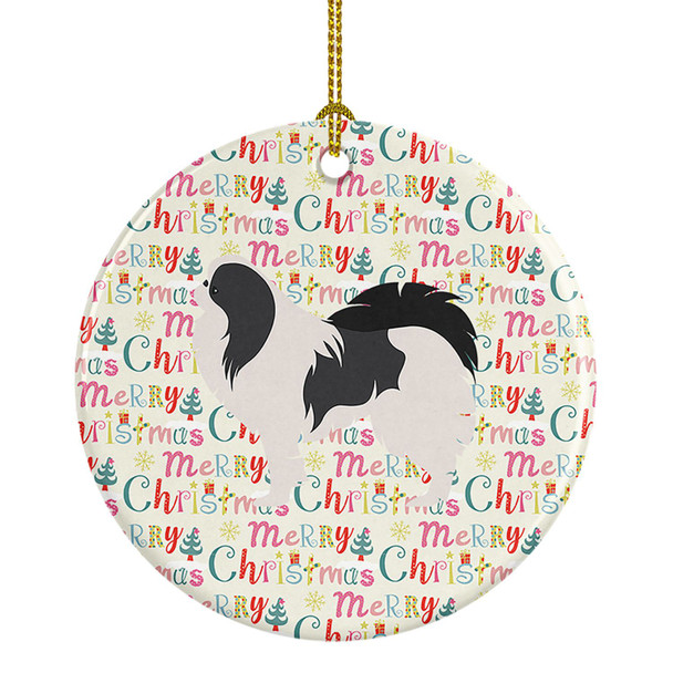 Japanese Chin Merry Christmas Ceramic Ornament WDK1884 product image at NuMercy