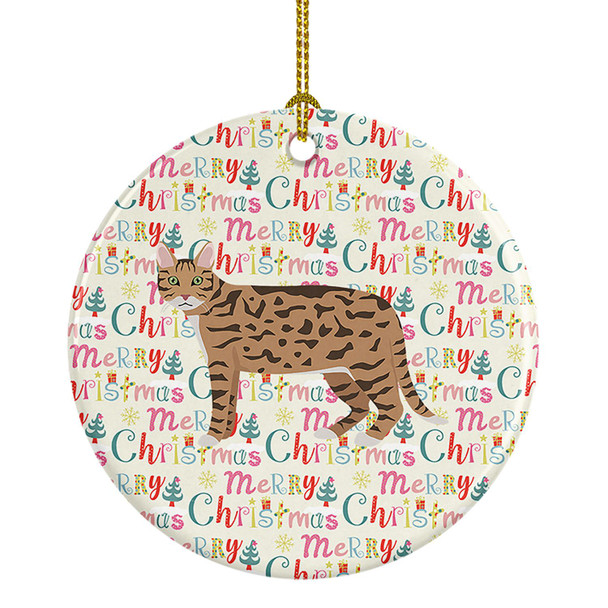 California Spangled #2 Cat Christmas Ceramic Ornament product image at NuMercy