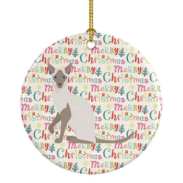 Siamese Modern Cat Christmas Ceramic Ornament WDK2449 product image at NuMercy