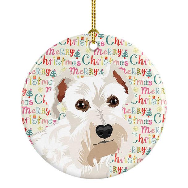 Schnauzer White #1 Christmas Ceramic Ornament product image at NuMercy