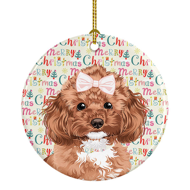 Poodle Toy Red Christmas Ceramic Ornament product image at NuMercy