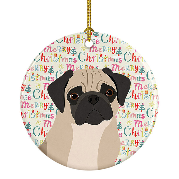 Pug Fawn #3 Christmas Ceramic Ornament product image at NuMercy