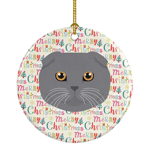 Scottish Fold Cat Christmas Ceramic Ornament WDK2375 product image at NuMercy