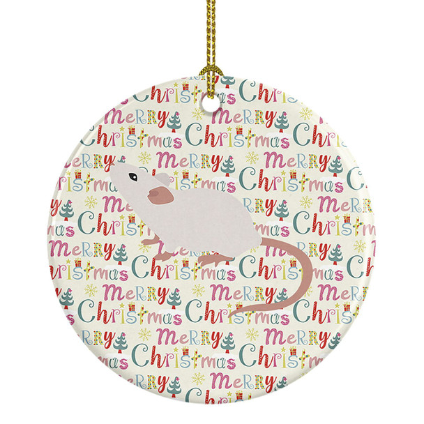 White Domestic Mouse Christmas Ceramic Ornament product image at NuMercy