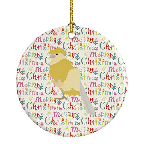 French Curly Canary Christmas Ceramic Ornament product image at NuMercy