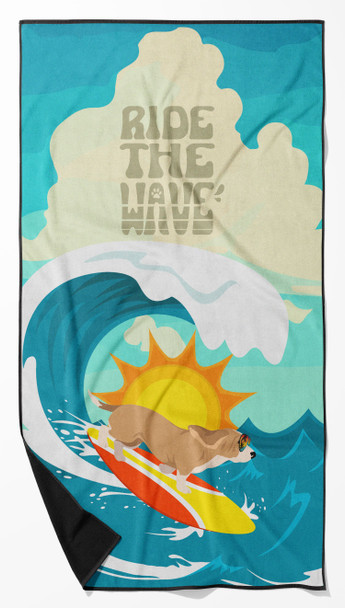 Surfer Dog Lemon Basset Hound Premium Beach Towel Oversized product image at NuMercy