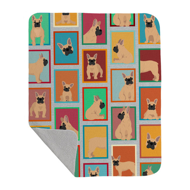Lots of Fawn French Bulldog Artwork Pattern Quilted Throw Blanket 50" x 60" product image at NuMercy