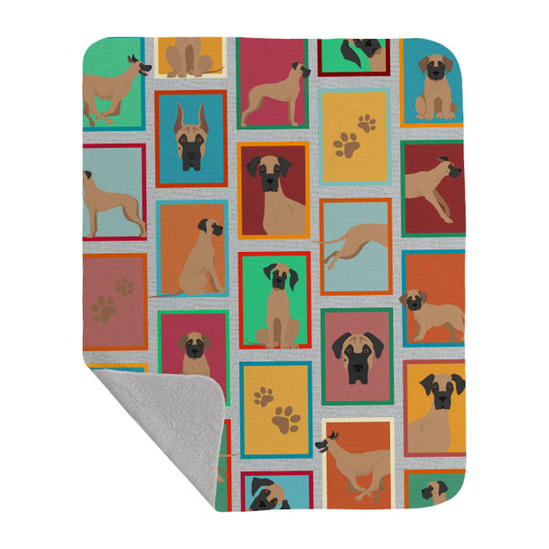 Lots of Fawn Great Dane Artwork Pattern Quilted Throw Blanket 50" x 60" product image at NuMercy