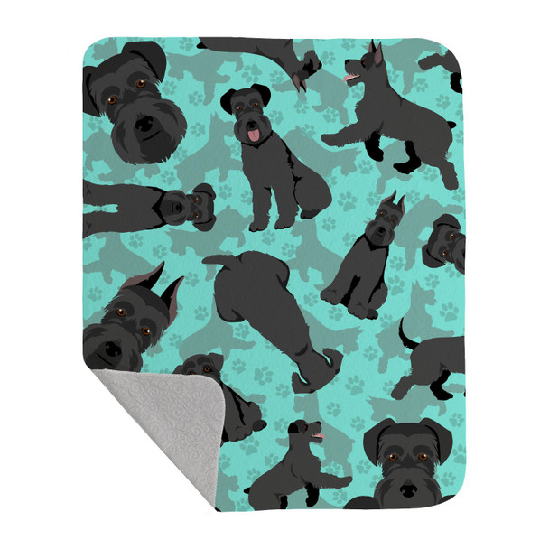 Black Schnauzer Artwork Pattern Quilted Throw Blanket 50" x 60" product image at NuMercy