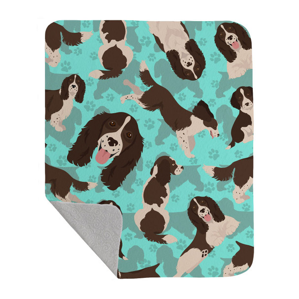 Liver English Springer Spaniel Artwork Pattern Quilted Throw Blanket 50" x 60" product image at NuMercy