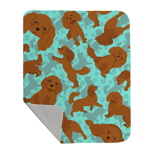 Ruby Cavalier Spaniel Artwork Pattern Quilted Throw Blanket 50" x 60" product image at NuMercy