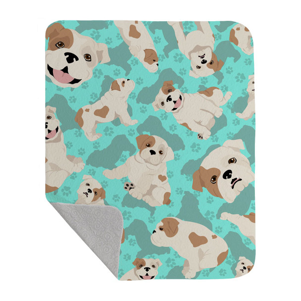 Piebald English Bulldog Artwork Pattern Quilted Throw Blanket 50" x 60" product image at NuMercy