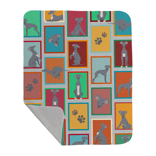 Lots of Italian Greyhound Artwork Pattern Quilted Throw Blanket 50" x 60" product image at NuMercy