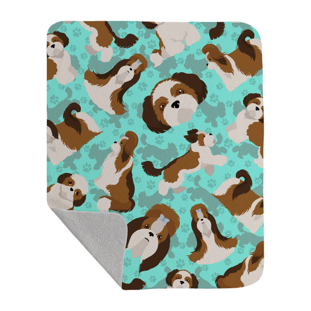 Shih Tzu Artwork Pattern Quilted Throw Blanket 50" x 60" product image at NuMercy