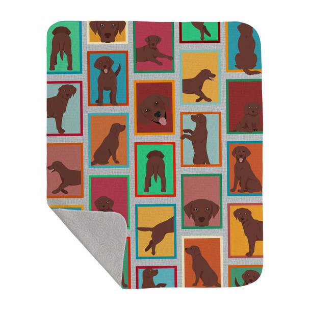 Lots of Chocolate Labrador Retriever Artwork Pattern Quilted Throw Blanket 50" x 60" product image at NuMercy