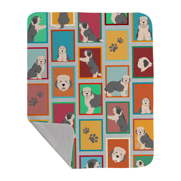 Lots of Old English Sheepdog Artwork Pattern Quilted Throw Blanket 50" x 60" product image at NuMercy