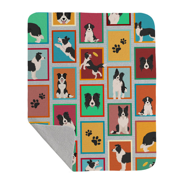 Lots of Border Collie Artwork Pattern Quilted Throw Blanket 50" x 60" product image at NuMercy