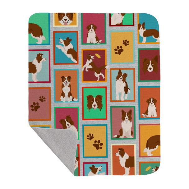 Lots of Red Border Collie Artwork Pattern Quilted Throw Blanket 50" x 60" product image at NuMercy