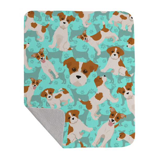 Red and White Jack Russell Terrier Artwork Pattern Quilted Throw Blanket 50" x 60" product image at NuMercy