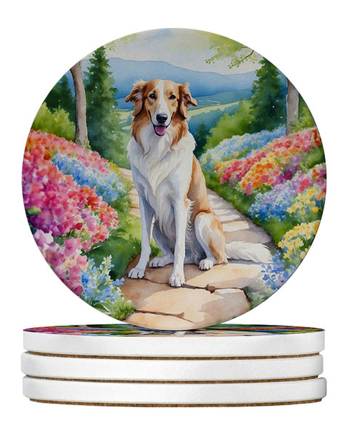 Borzoi Spring Path Large Sandstone Absorbent Round Coasters Pack of 4 DAC6575 product image at NuMercy