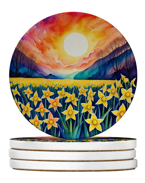 Colorful Daffodils Large Sandstone Absorbent Round Coasters Pack of 4 DAC1947 product image at NuMercy