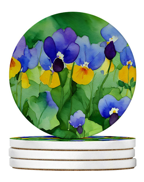 Illinois Violet in Watercolor Large Sandstone Absorbent Round Coasters Pack of 4 DAC1647 product image at NuMercy