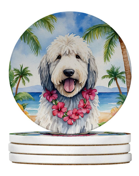 Komondor Luau Large Sandstone Absorbent Round Coasters Pack of 4 product image at NuMercy