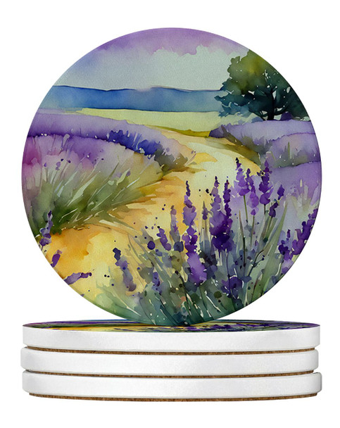 Lavender in Watercolor Large Sandstone Absorbent Round Coasters Pack of 4 DAC1582 product image at NuMercy