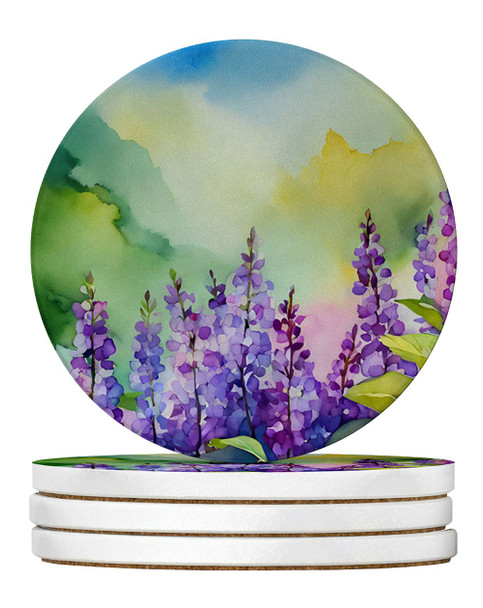 Idaho Syringa in Watercolor Large Sandstone Absorbent Round Coasters Pack of 4 DAC1645 product image at NuMercy
