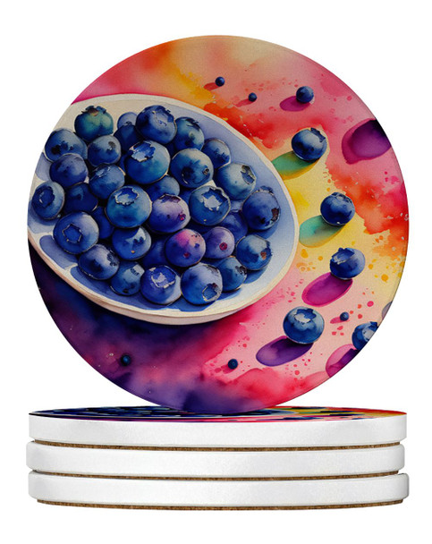 Colorful Blueberries Large Sandstone Absorbent Round Coasters Pack of 4 DAC1833 product image at NuMercy