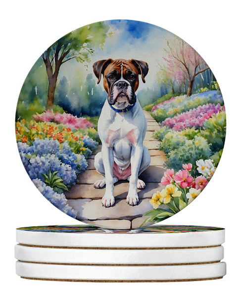 Boxer Spring Path Large Sandstone Absorbent Round Coasters Pack of 4 DAC6581 product image at NuMercy