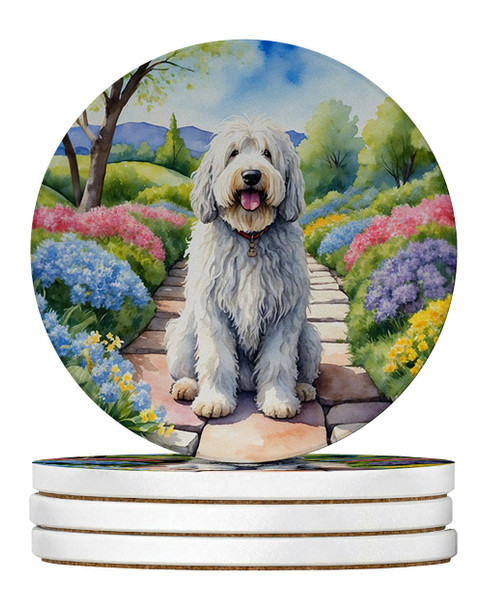Komondor Spring Path Large Sandstone Absorbent Round Coasters Pack of 4 product image at NuMercy