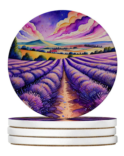 Colorful English Lavender Large Sandstone Absorbent Round Coasters Pack of 4 DAC1955 product image at NuMercy
