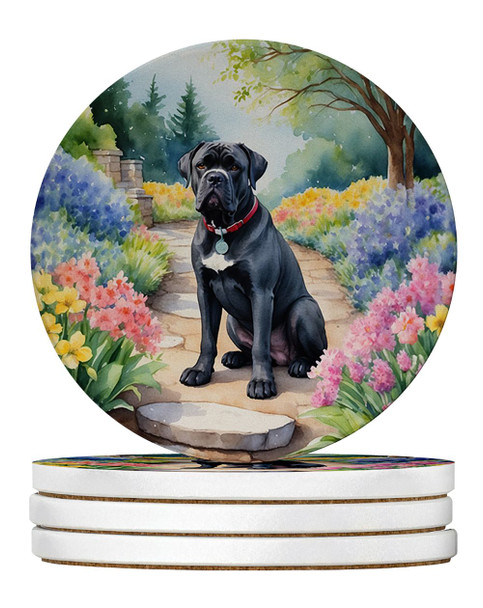 Cane Corso Spring Path Large Sandstone Absorbent Round Coasters Pack of 4 product image at NuMercy