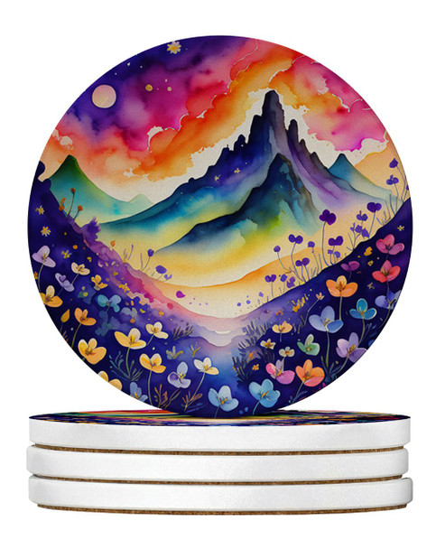 Colorful Violets Large Sandstone Absorbent Round Coasters Pack of 4 DAC1998 product image at NuMercy