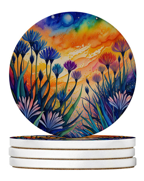 Colorful Agapanthus Large Sandstone Absorbent Round Coasters Pack of 4 product image at NuMercy
