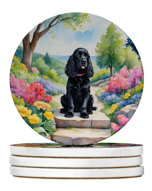 Cocker Spaniel Spring Path Large Sandstone Absorbent Round Coasters Pack of 4 DAC6606 product image at NuMercy