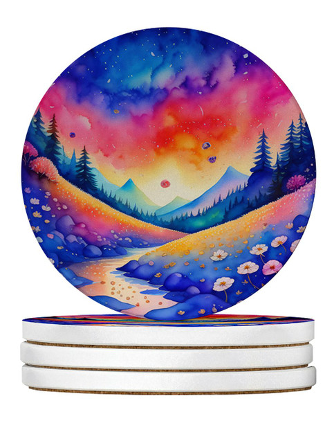 Colorful Periwinkles Large Sandstone Absorbent Round Coasters Pack of 4 DAC1983 product image at NuMercy