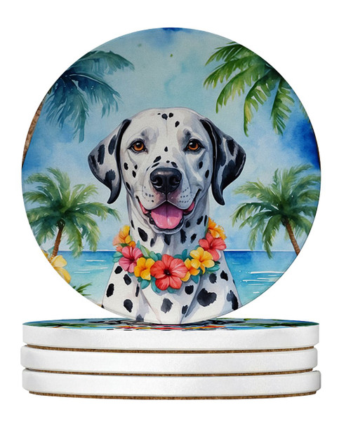 Dalmatian Luau Large Sandstone Absorbent Round Coasters Pack of 4 DAC6420 product image at NuMercy