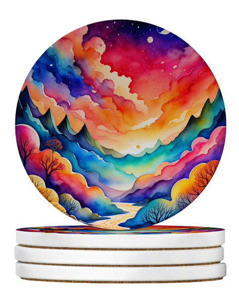 Colorful Amaranths Large Sandstone Absorbent Round Coasters Pack of 4 product image at NuMercy