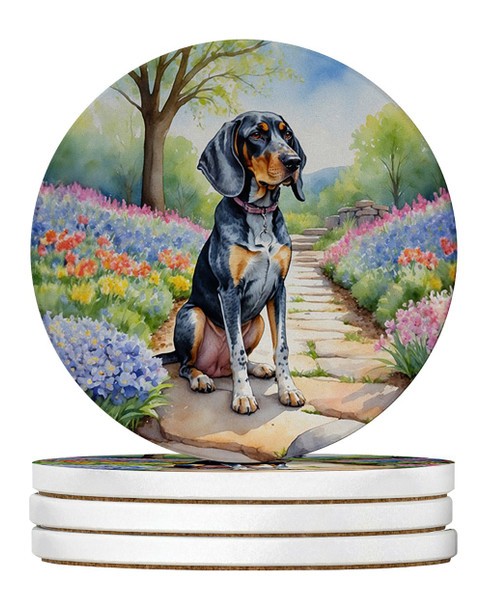 Bluetick Coonhound Spring Path Large Sandstone Absorbent Round Coasters Pack of 4 product image at NuMercy