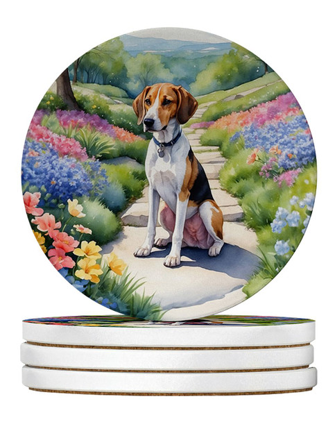 American Foxhound Spring Garden Large Sandstone Absorbent Round Coasters Pack of 4 product image at NuMercy