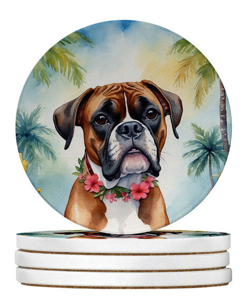 Boxer Luau Large Sandstone Absorbent Round Coasters Pack of 4 DAC6389 product image at NuMercy