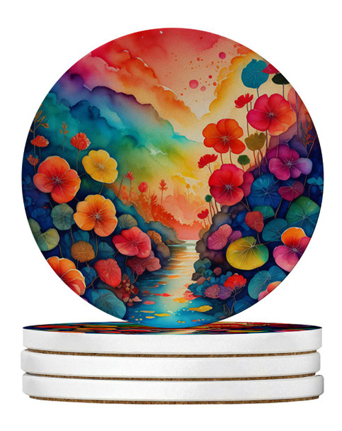 Colorful Begonias Large Sandstone Absorbent Round Coasters Pack of 4 DAC1930 product image at NuMercy