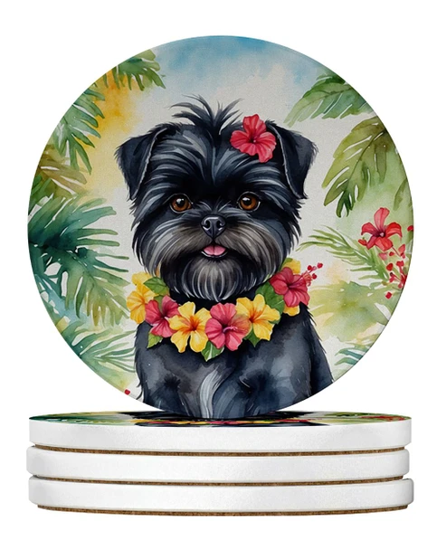 Affenpinscher Luau Large Sandstone Absorbent Round Coasters Pack of 4 DAC6344 product image at NuMercy