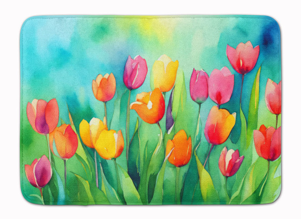 Tulips in Watercolor Memory Foam Bath/Kitchen Mat DAC1618 product image at NuMercy