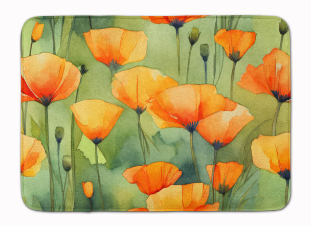 California California Poppies in Watercolor Memory Foam Bath/Kitchen Mat DAC1630 product image at NuMercy