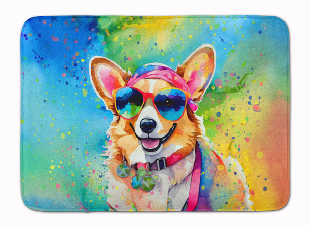 Corgi Hippie Dawg Memory Foam Bath/Kitchen Mat DAC2496 product image at NuMercy